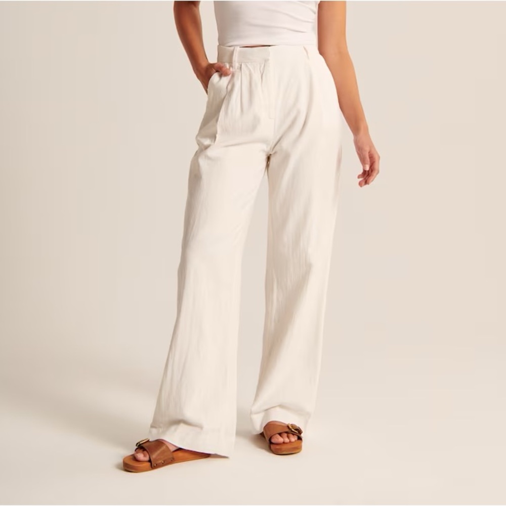 Abercrombie & Fitch Linen Blend Tailored Wide Leg pant